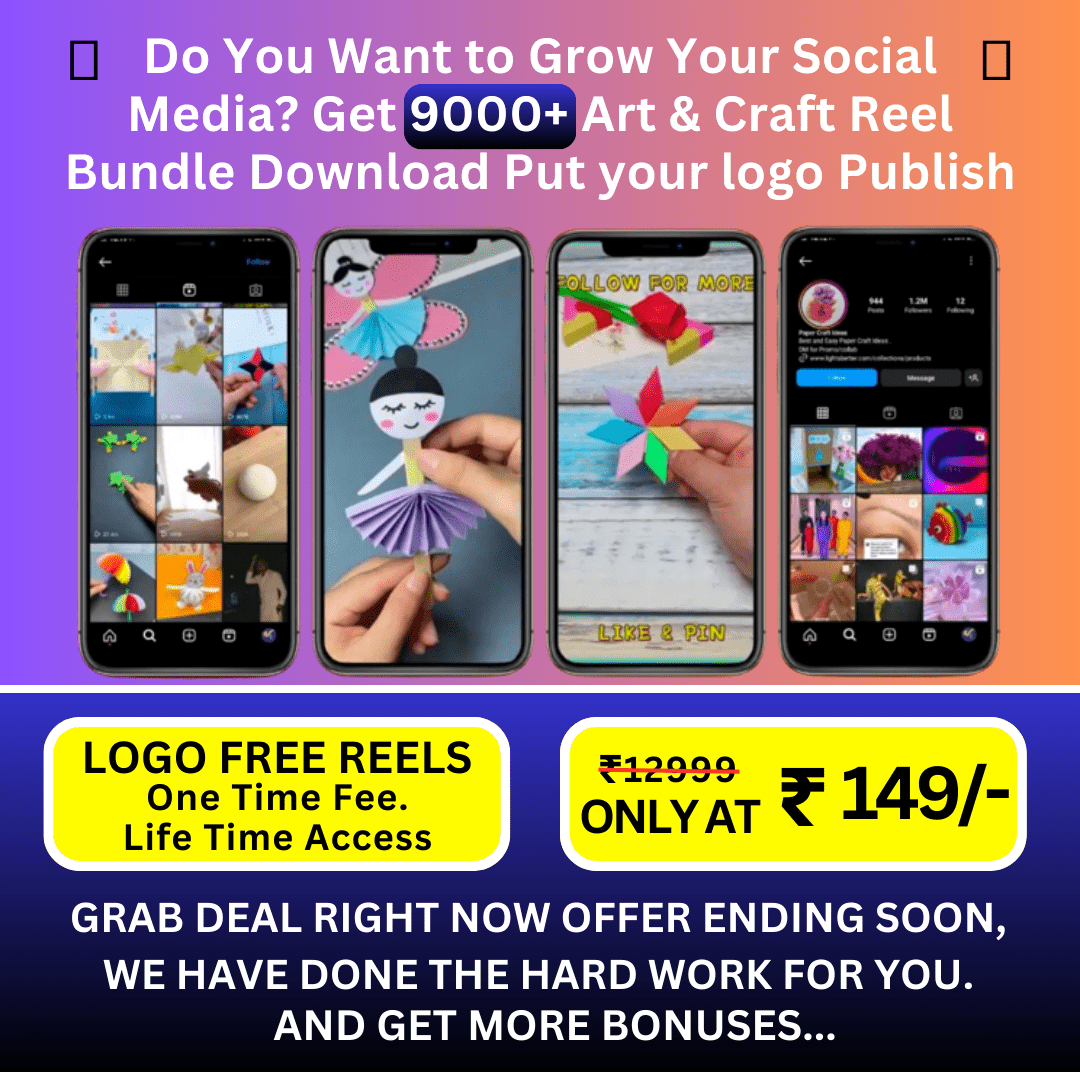 Do You Want to Grow Your Social Media Get 9000 Art Craft Reel Bundle Download Put your logo Publish