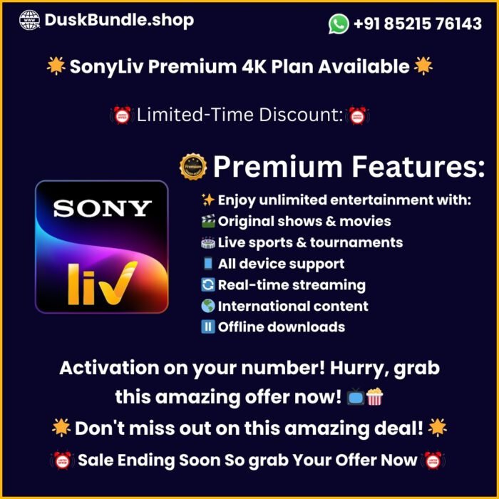 🌟 SonyLiv Premium 4K Plan Available 🌟